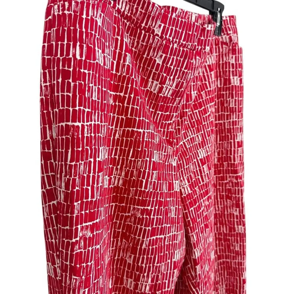 Susan Graver Womens Red White Zip Fly Stretch Elastic Waist Pants Printed 18 W - Picture 4 of 16